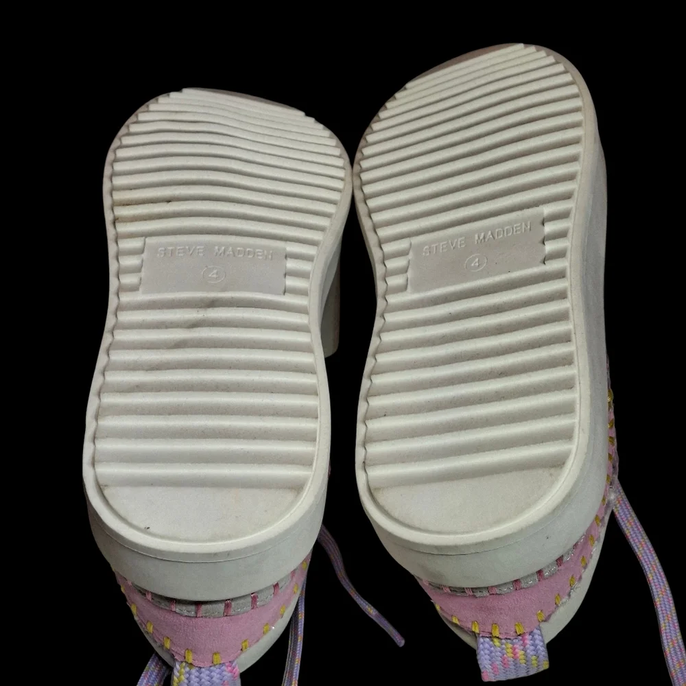 Steve Madden Charly Girl Youth Woven Multi Pastel Lace-Up Sneakers   Kids Size 4 - Picture 14 of 16